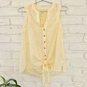 Anthropologie Maeve Yellow & White Striped Top